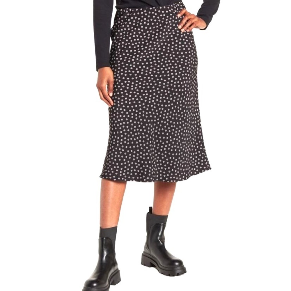 Sanctuary Women's Pull On Elastic Waist Midi Slit Slip Skirt in Navy Daisy's XL
